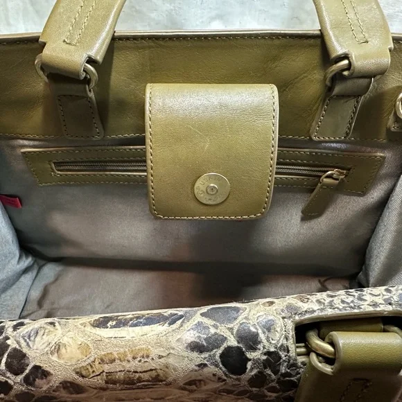 Z-Spoke Zac Posen Green & Burgundy with Snake Skin Pattern Shoulder Bag - Picture 6 of 11